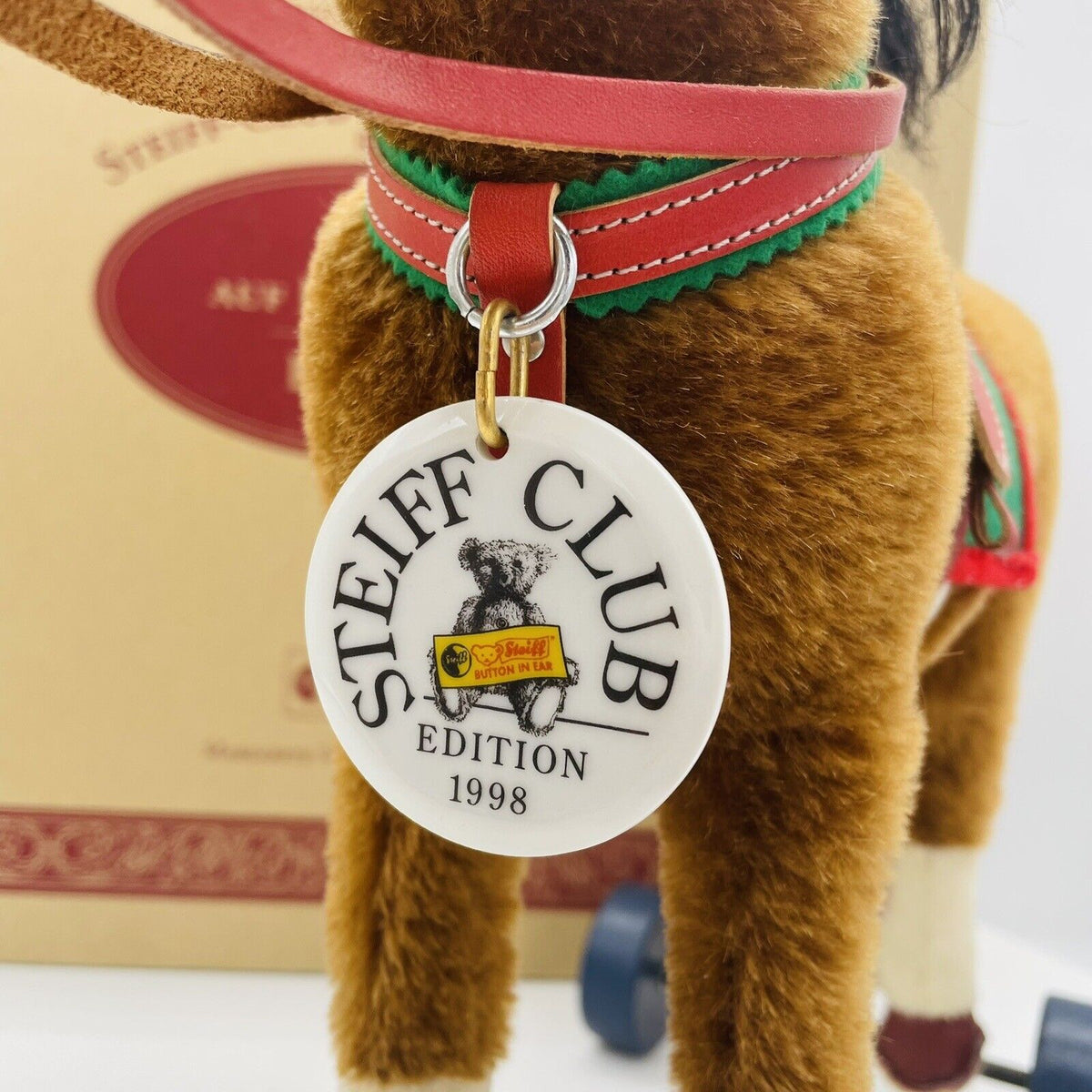 Steiff Pferd auf Rädern 420146 Club Edition 1998/1999 limitiert 35cm Mohair