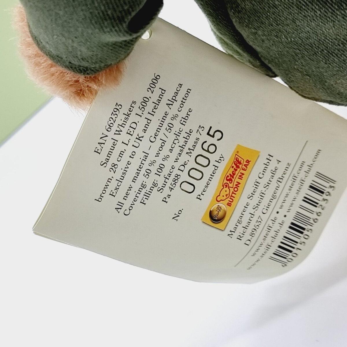 Steiff 662393 Beatrix Potter Samuel Whiskers limitiert 1500 aus 2006 28 cm