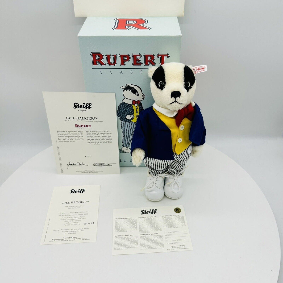 Steiff 653636 Bill Badger aus Rupert limitiert 1500 aus 2010 28 cm Alpaca