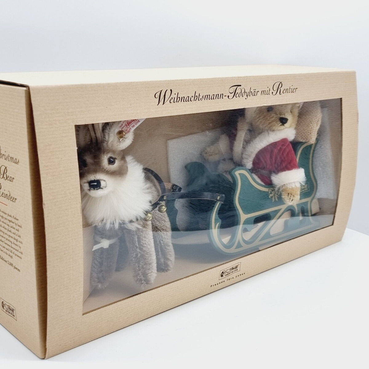 Steiff 670565 Teddybär Weihnachtsmann mit Rentier limitiert 2500 aus 2000