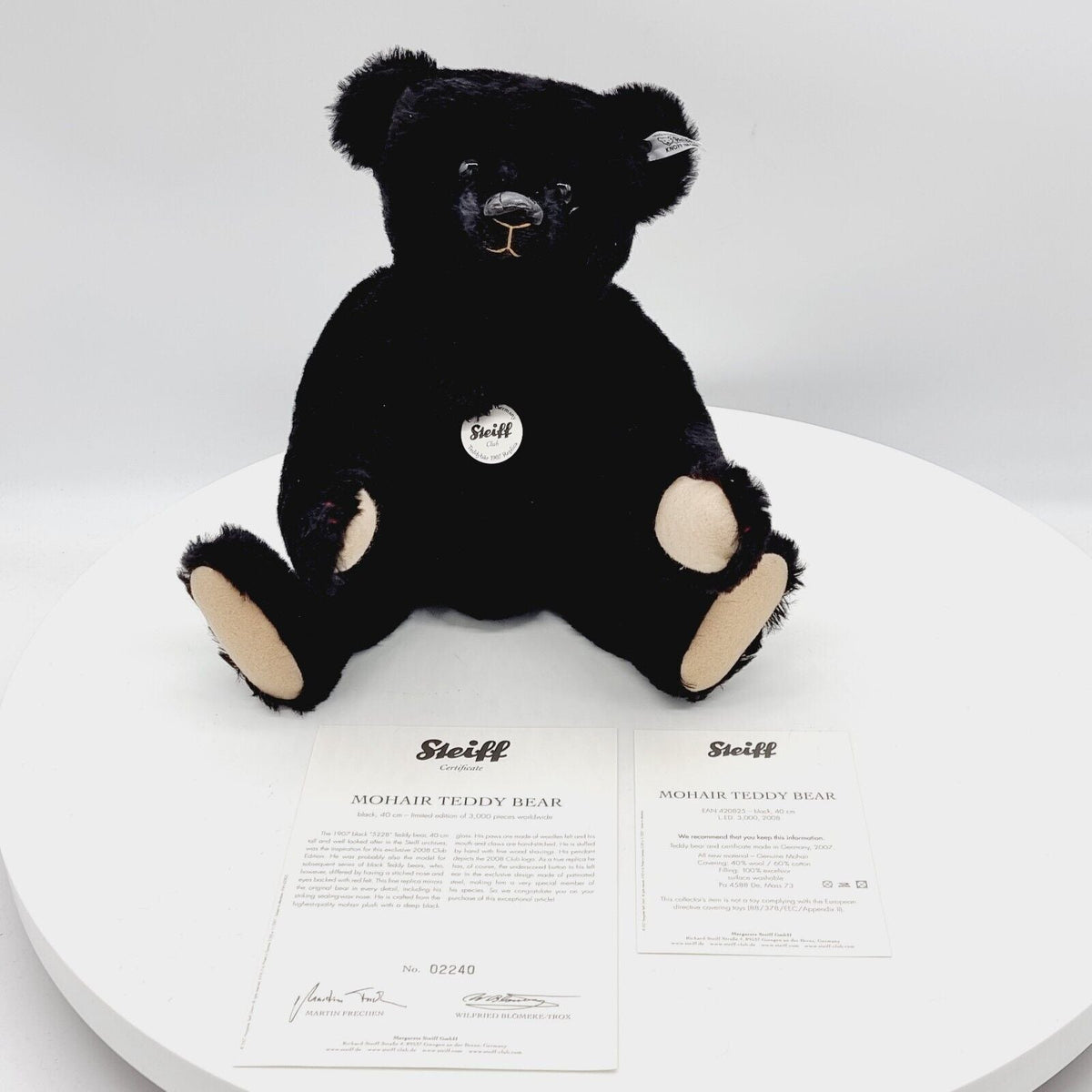 Steiff 420825 Teddybär schwarz Replica 1907 limitiert 3000 aus 2008 40 cm Mohair