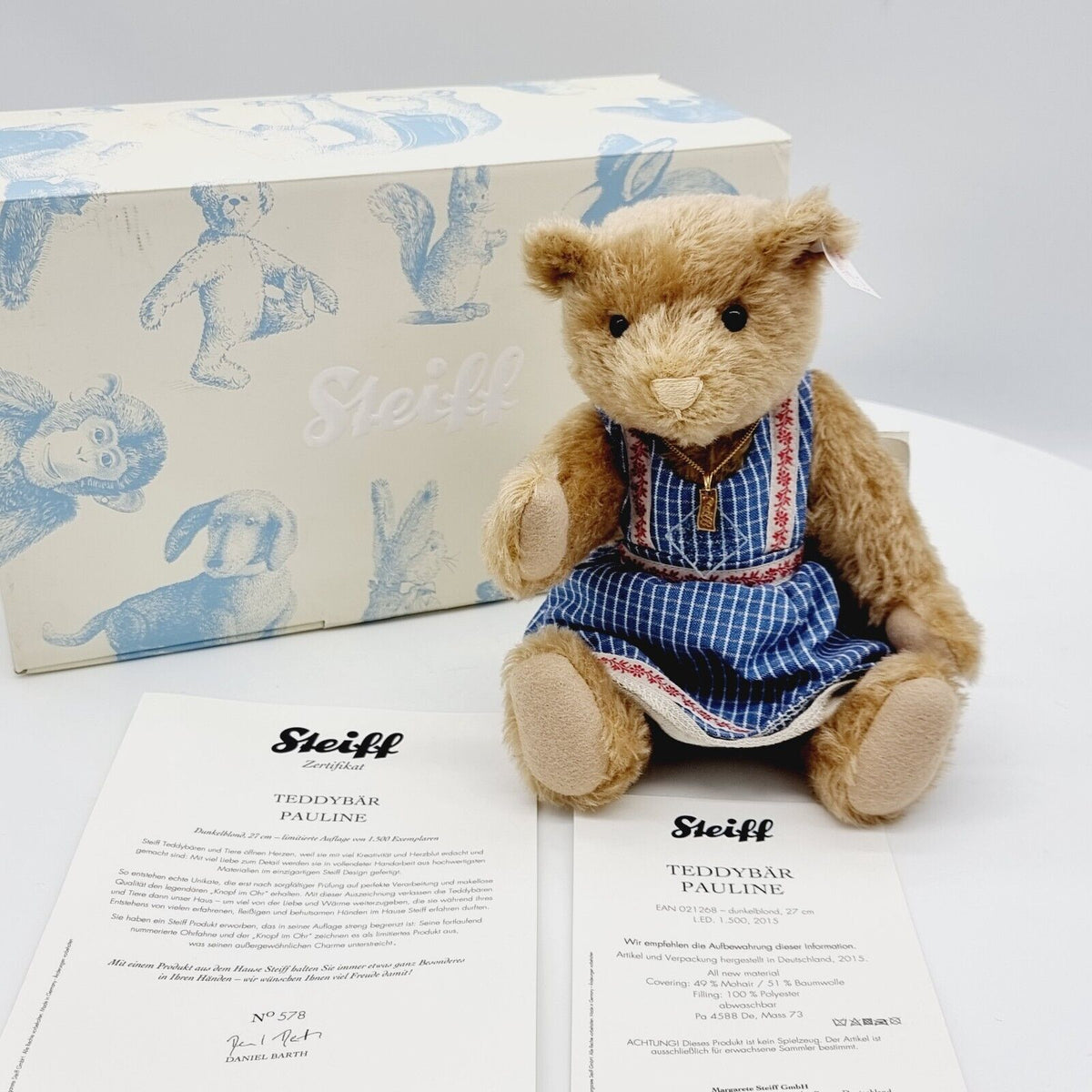 Steiff 021268 Teddybär Pauline limitiert 1500 aus 2015 27 cm Mohair
