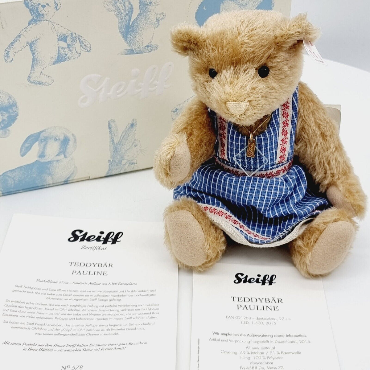 Steiff 021268 Teddybär Pauline limitiert 1500 aus 2015 27 cm Mohair