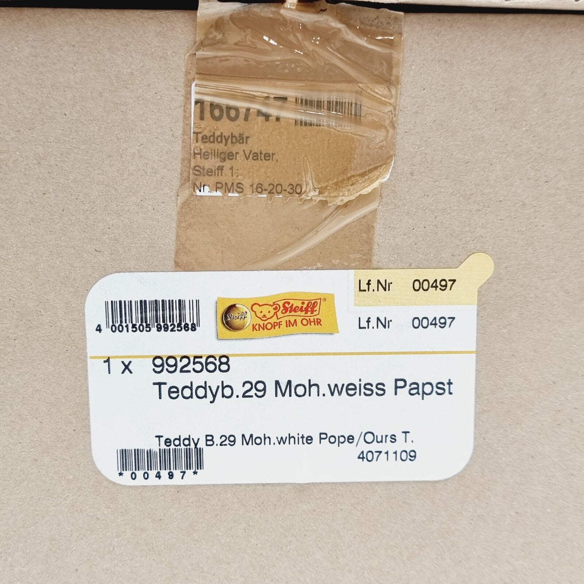 Steiff 992568 Teddybär Papst limitiert 1500 aus 2007 29 cm Mohair