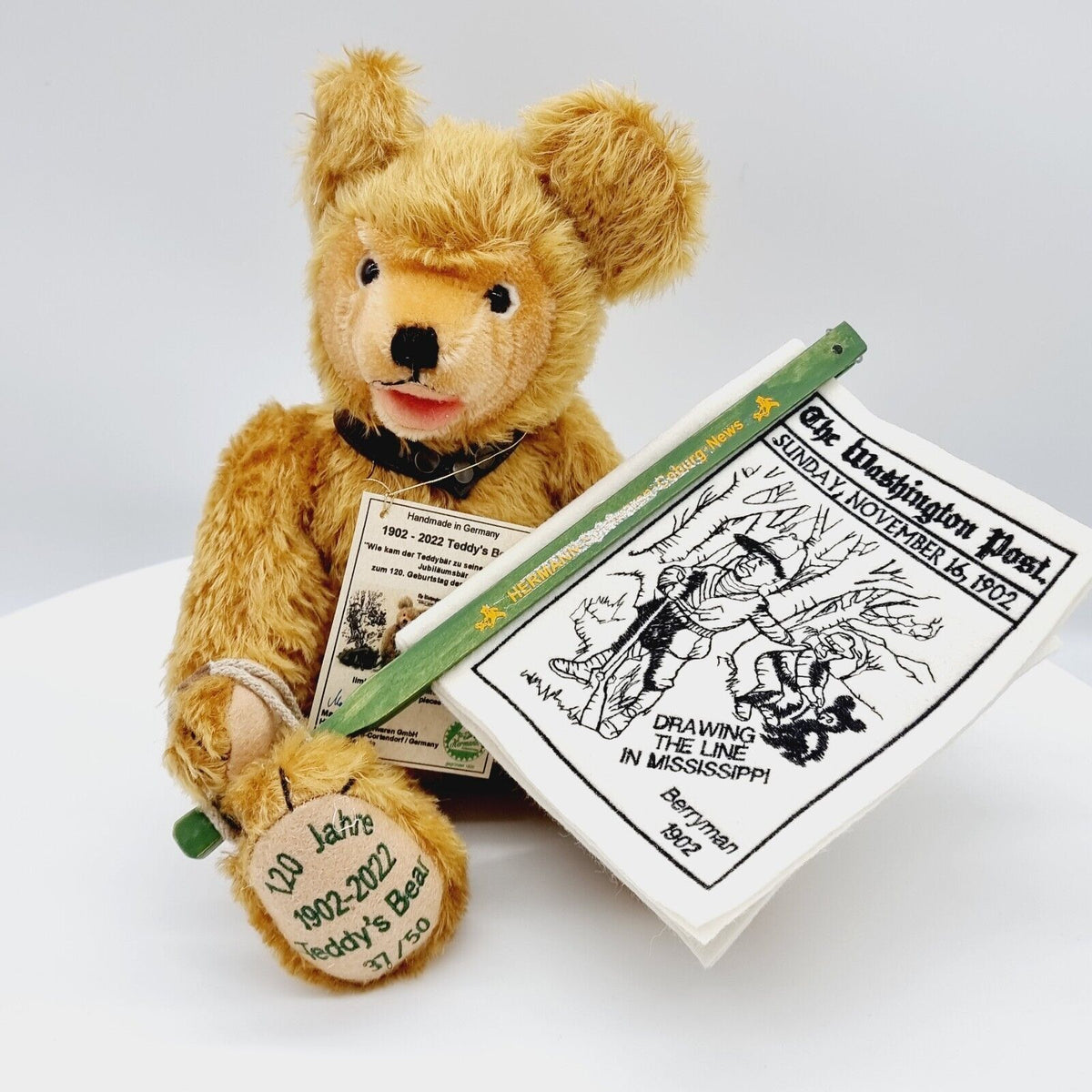 Hermann Teddybär Roosevelt Jubiläumsbär 120 Jahre 34 cm 2022 limitiert 50 Stück