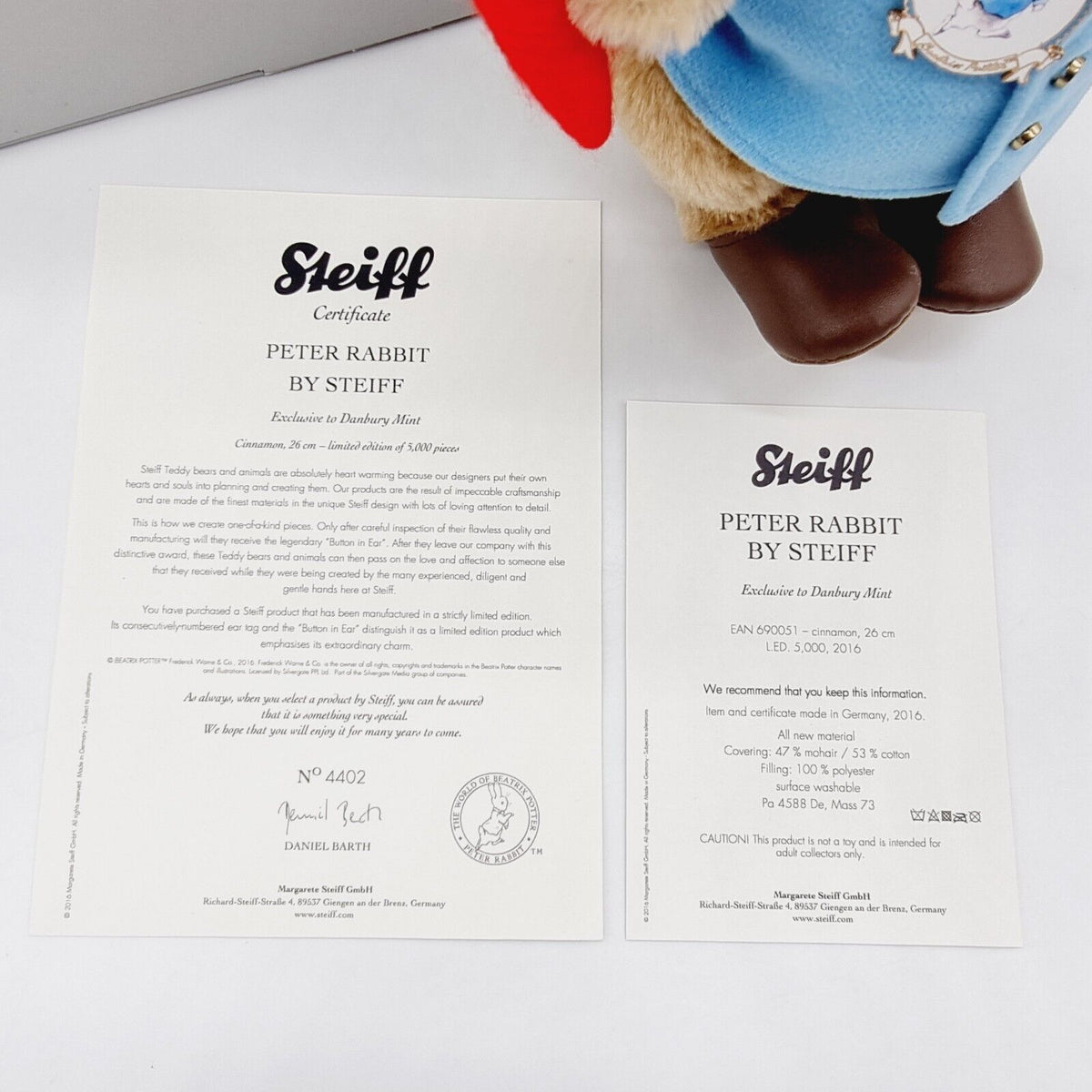 Steiff 690051 Peter Rabbit für Danbury Mint aus Beatrix Potter limitiert 5000