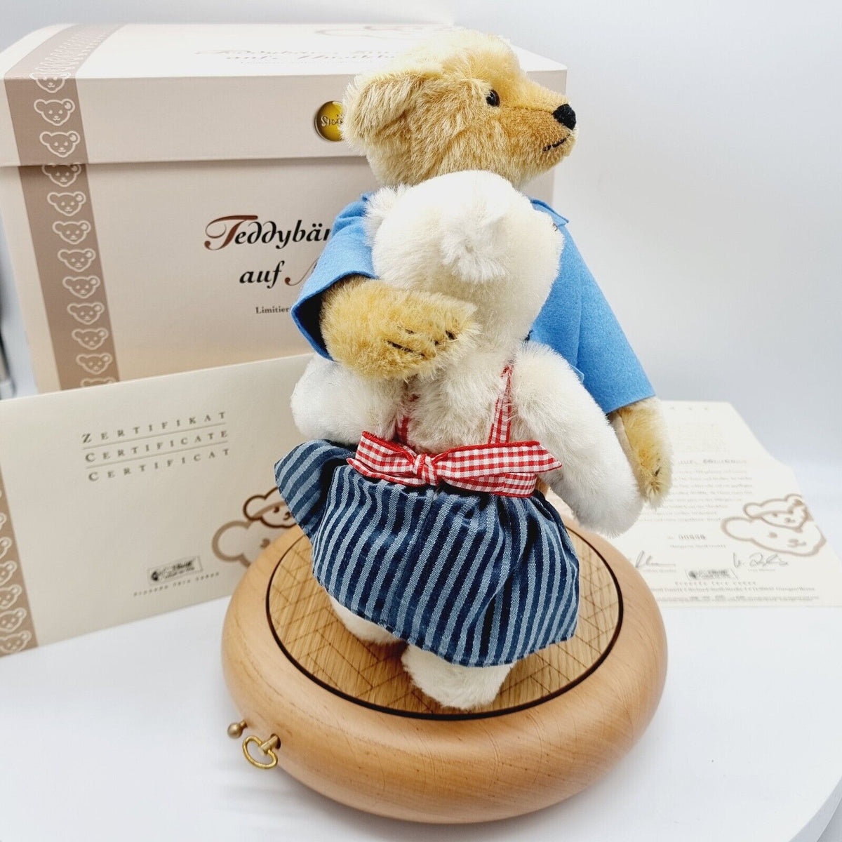 Steiff 038181 Teddybären Tanzpaar auf Musikbox limitiert 2500 aus 2005