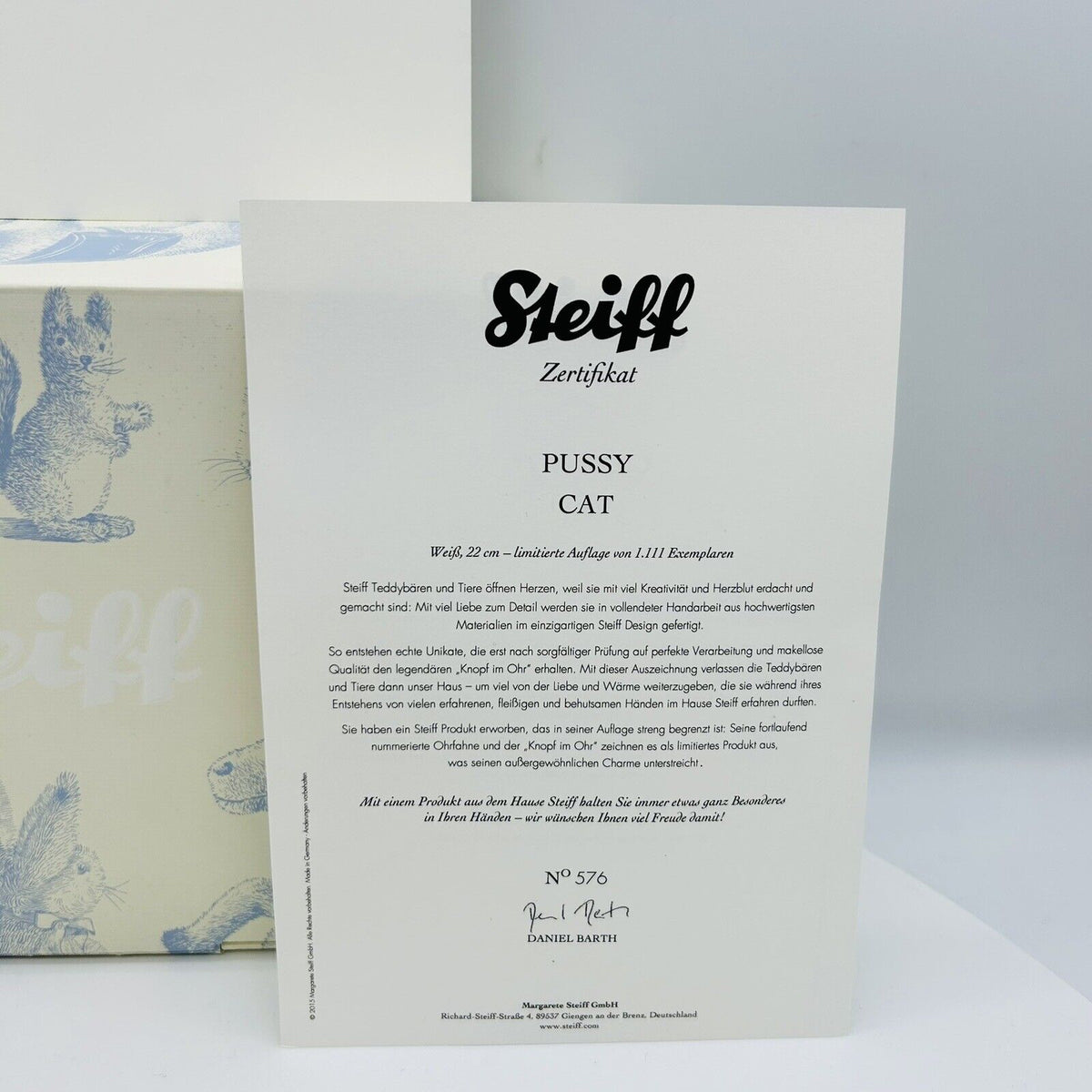 Steiff 021190 Katze Pussy Cat limitiert 1111 aus 2015 22 cm Alpaca