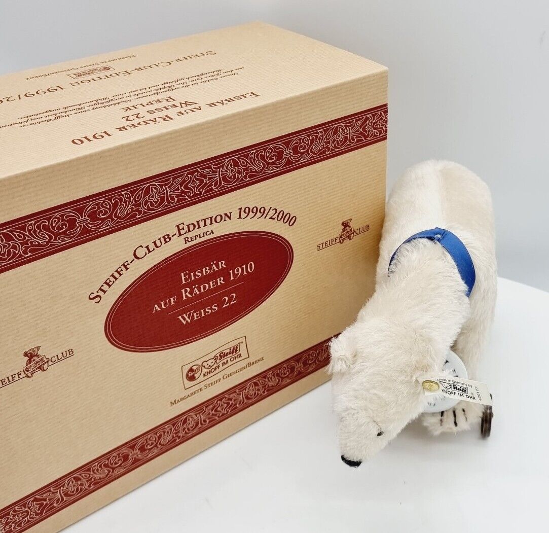 Steiff 420177 Eisbär auf Rädern 22 cm Club Edition 1999 mit Porzellanmarke