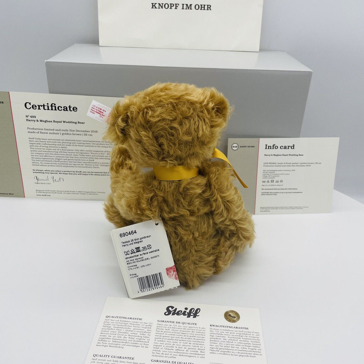 Steiff Teddybär Royale Hochzeit Meghan und Harry 690464 Zeitlimitierung aus 2018