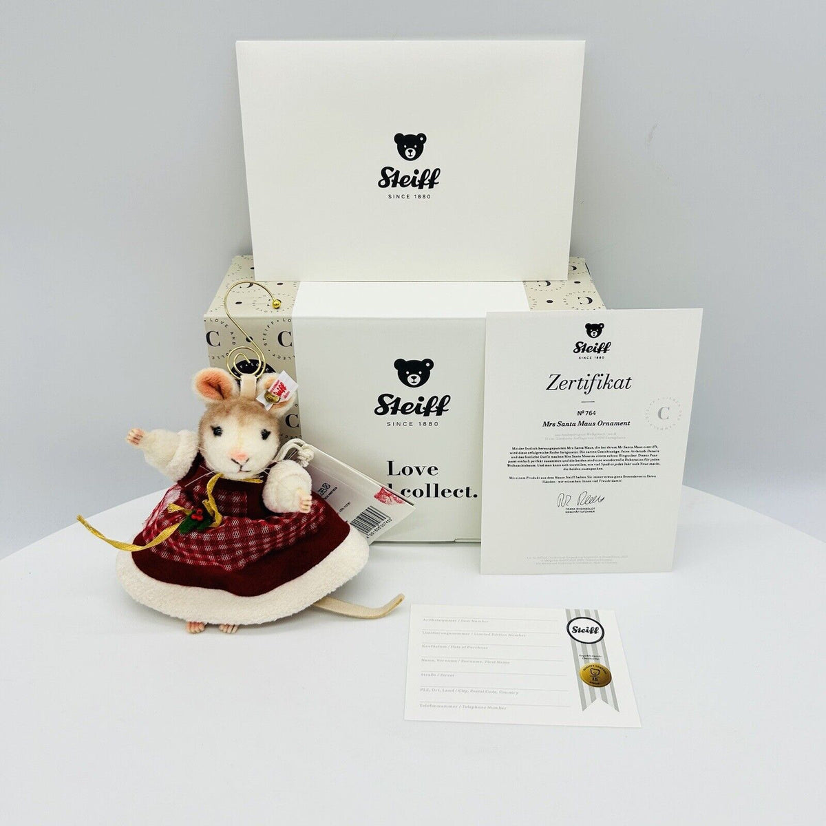 Steiff 007453 Ornament Mrs. Santa Maus limitiert 2000 aus 2023 11 cm