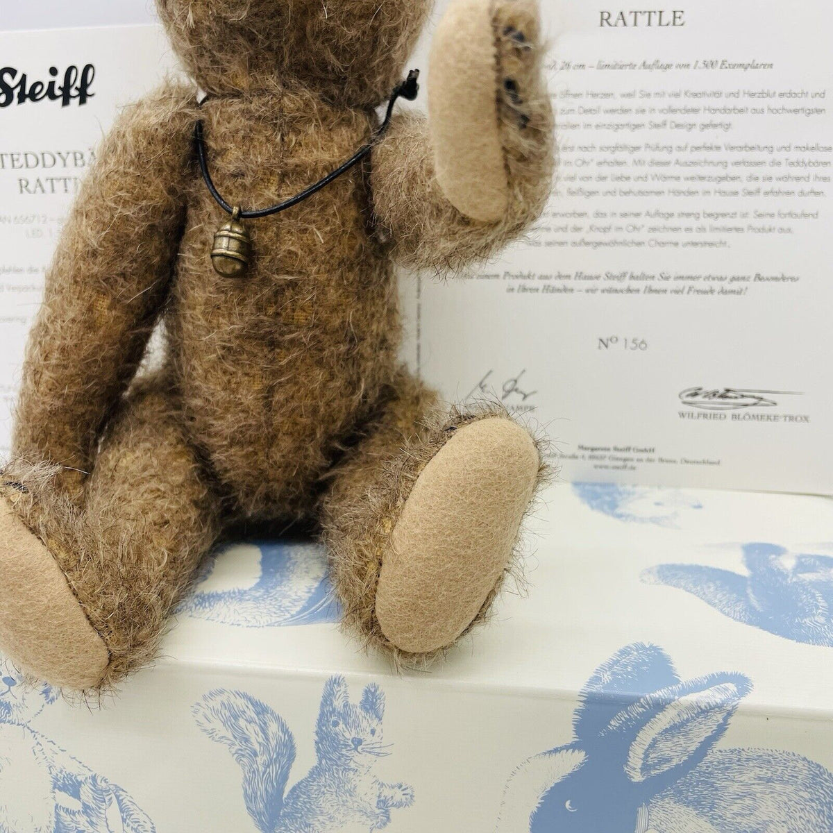 Steiff 656712 Teddybär Rattle limitiert 1500 aus 2013 26 cm Mohair