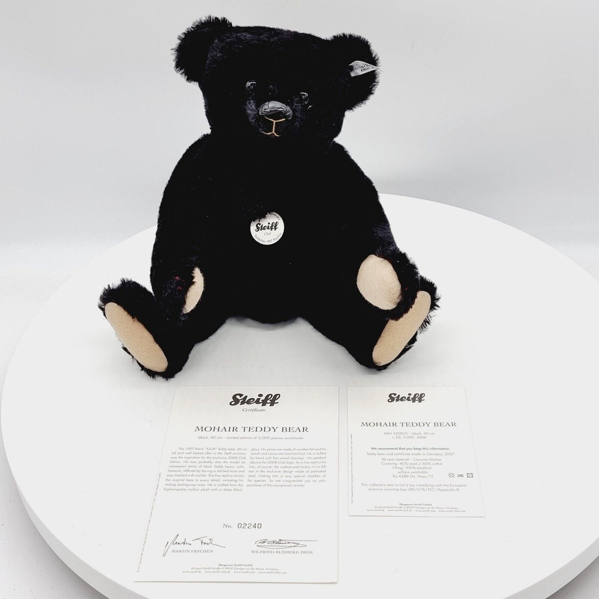 Steiff 420825 Teddybär schwarz Replica 1907 limitiert 3000 aus 2008 40 cm Mohair