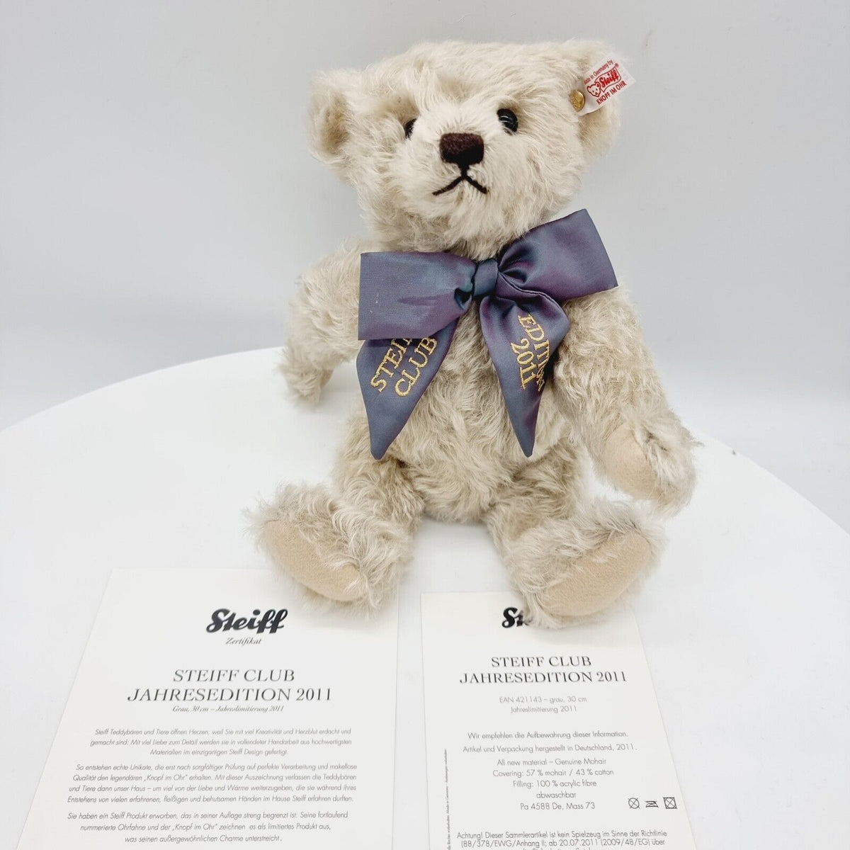 Steiff 421143 Club Teddybär Jahresedition 2011 limitiert 2011 30cm Mohair