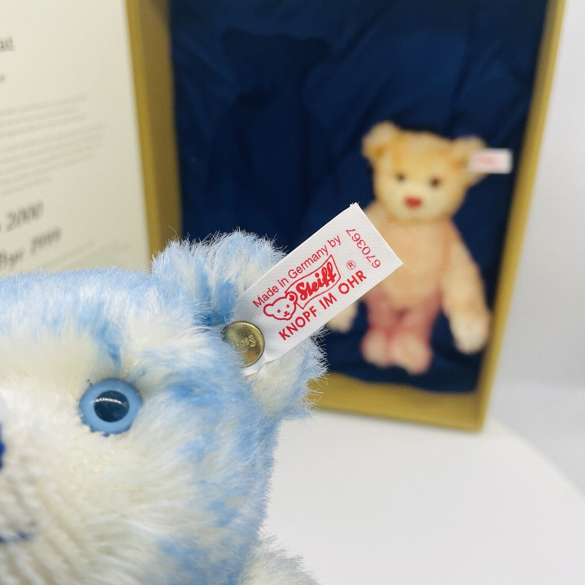 Steiff Teddybären Set Hello 2000 Good-Bye 1999 670367 22cm Mohair