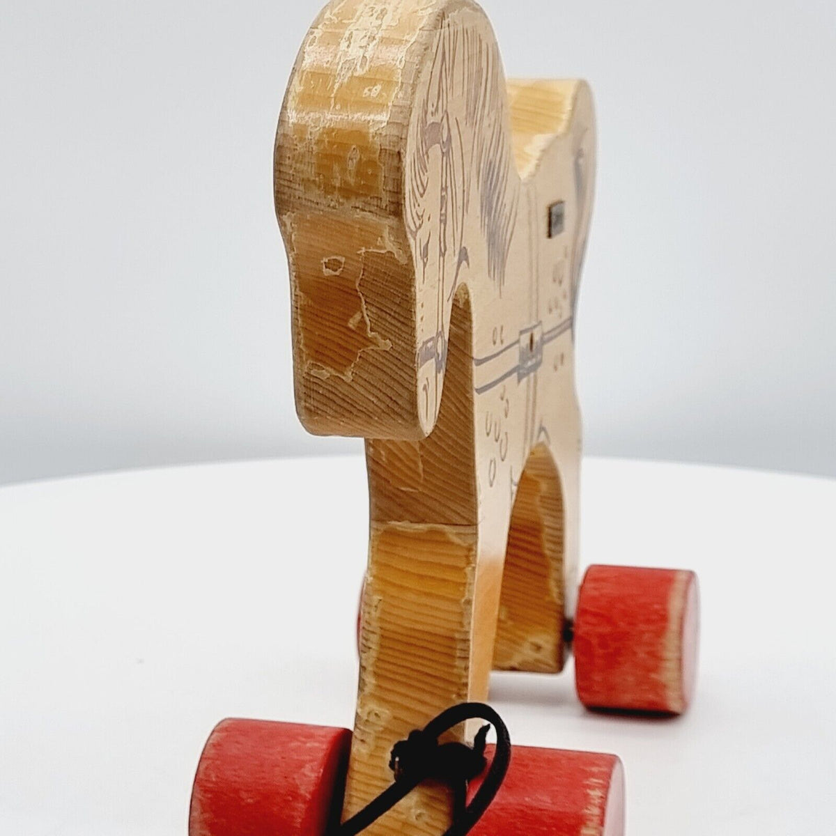 Steiff 8360/22 Holz-Pferd auf Rädern 24 cm 1969- 1974 Buchenholz Nachzieh-Tier