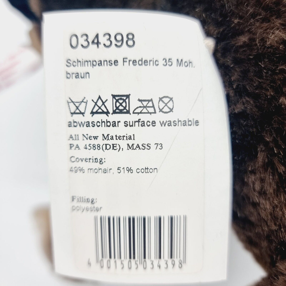 Steiff 034398 Schimpanse Frederic limitiert 1500 aus 2014 35 cm Mohair