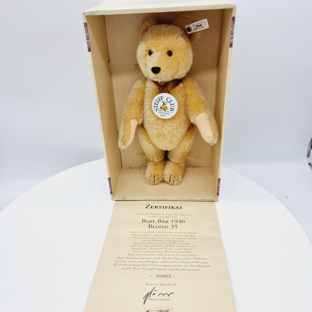 Steiff 420054 Club Edition Baby Bär blond 35cm 1995 limitiert Zertifikat