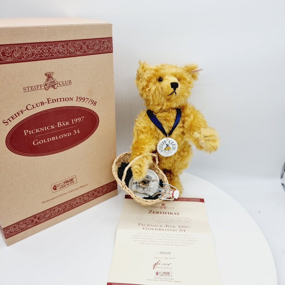 Steiff 420108 Picknick Bär Club Edition 1997/98  34cm limitiert OVP Zertifikat
