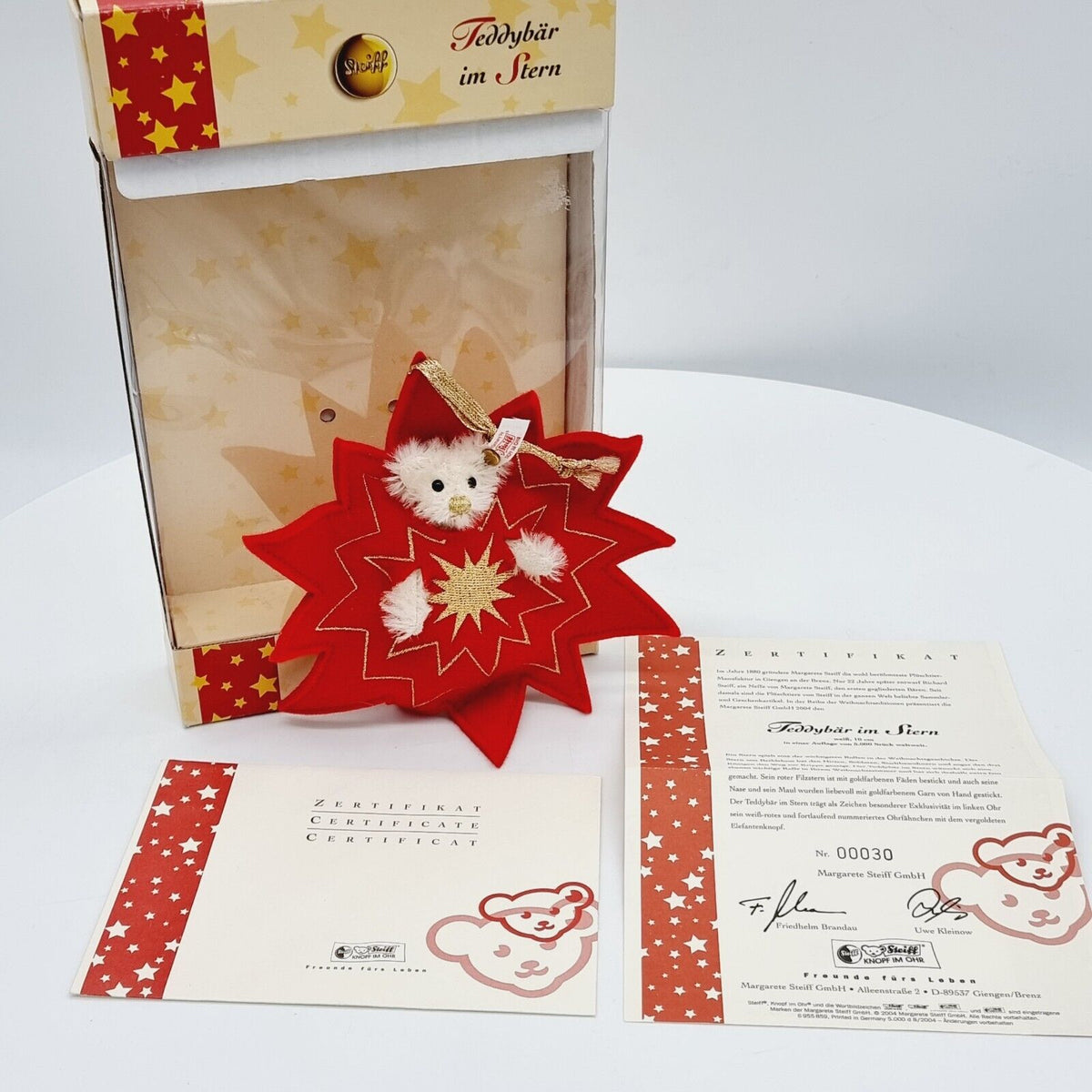 Steiff 037764 Teddybär im Stern 10 cm limitiert 5000 Jahr 2004