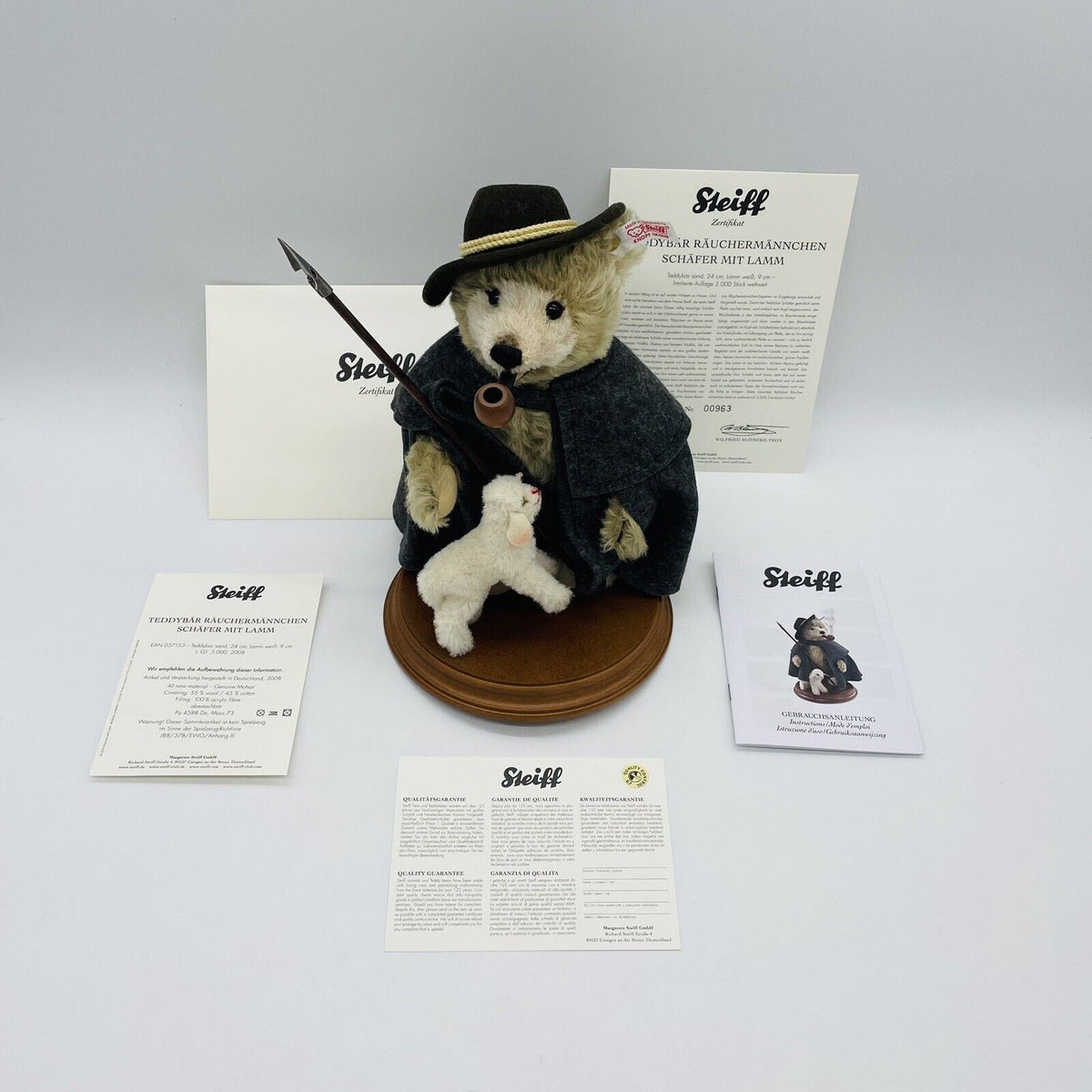 Steiff Räuchermännchen Schäfer mit Lamm 037153 24cm / 9cm 2008