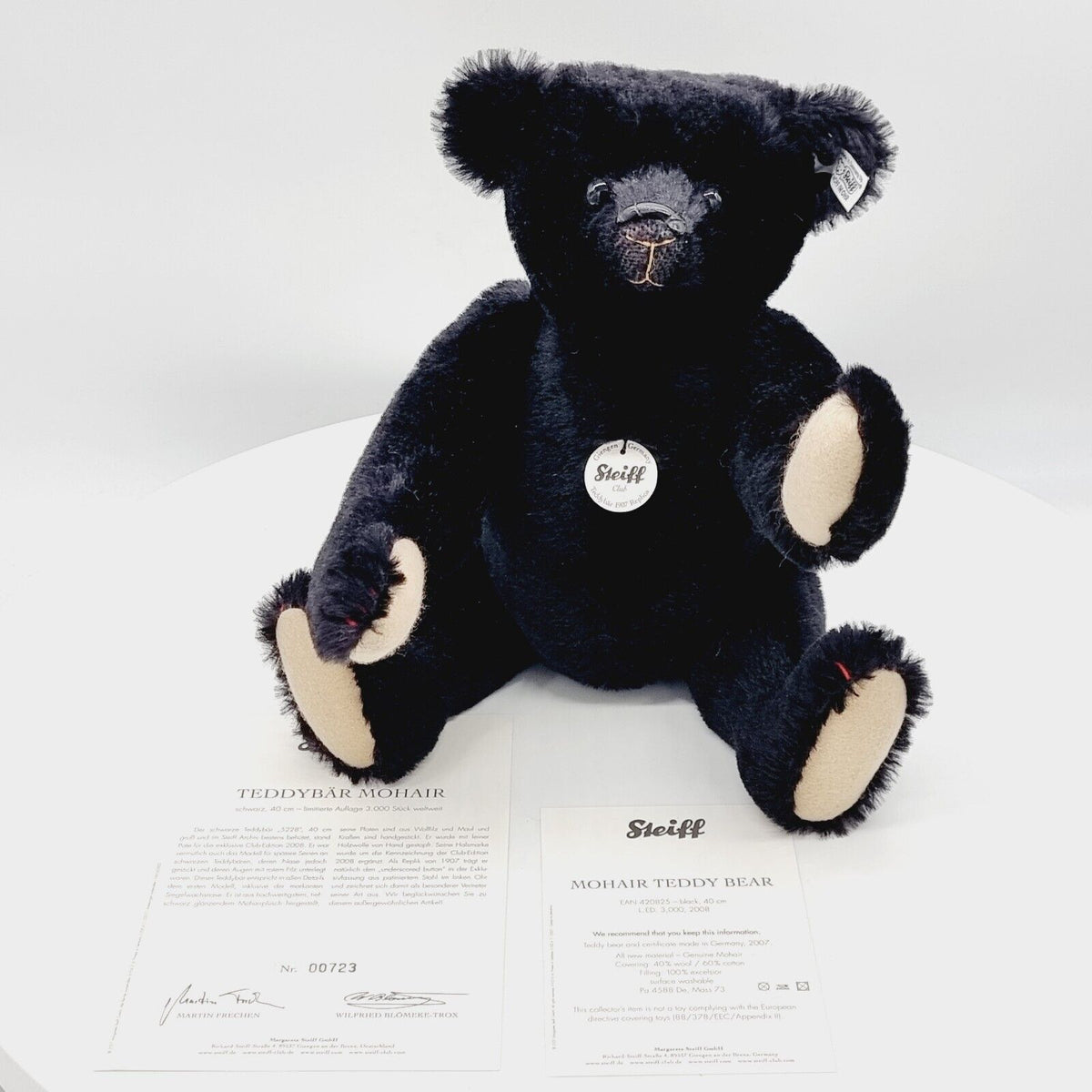 Steiff 420825 Mohair Teddybär schwarz 40 cm limitiert 3000 Jahr 2008