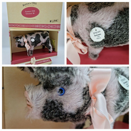 Steiff Schwein 401190, 1926 gefleckt,Mohair,30 cm,limit. 3000 St NEUWERTIG, OVP