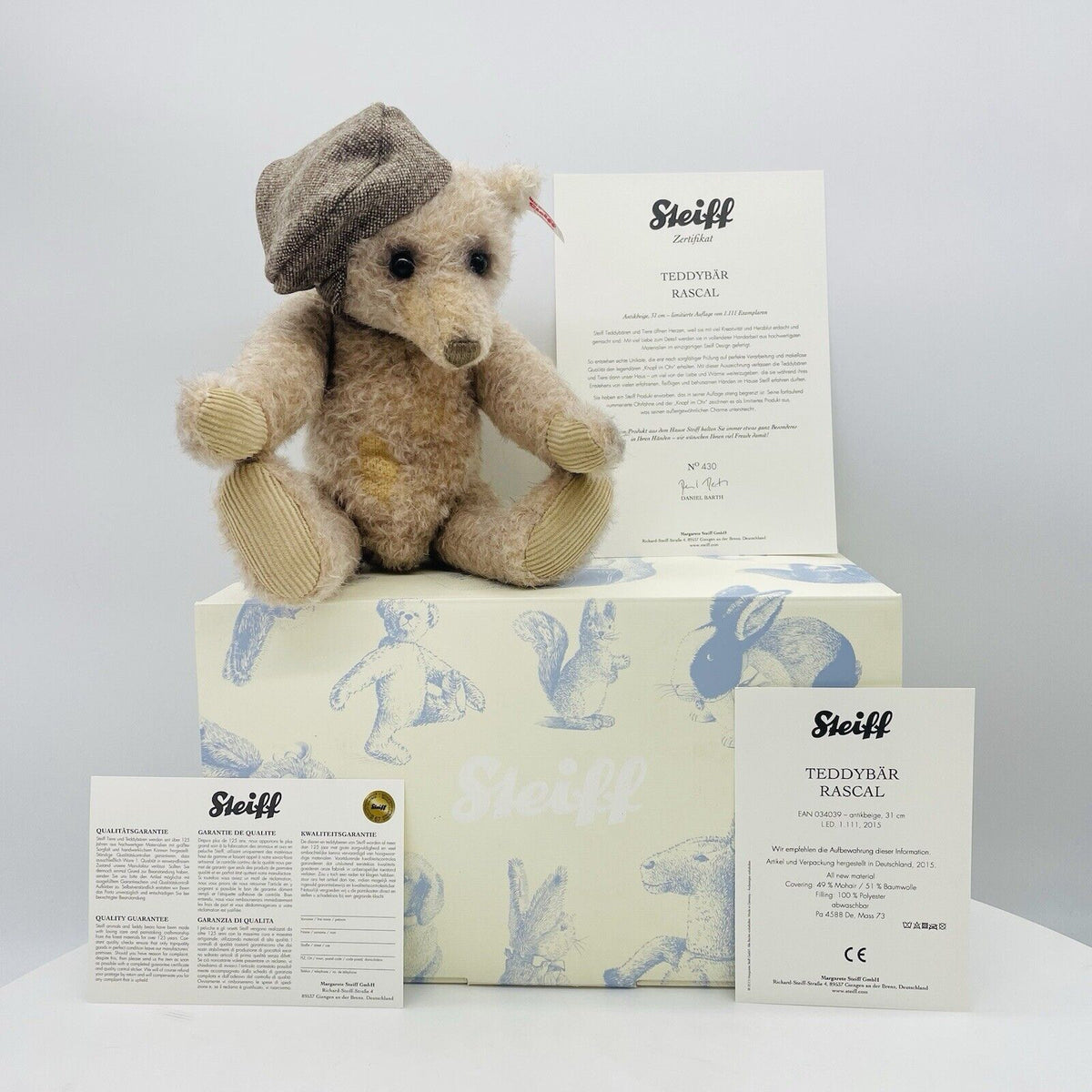 Steiff 034039 Teddybär Rascal limitiert 1111 aus 2015 31 cm Mohair