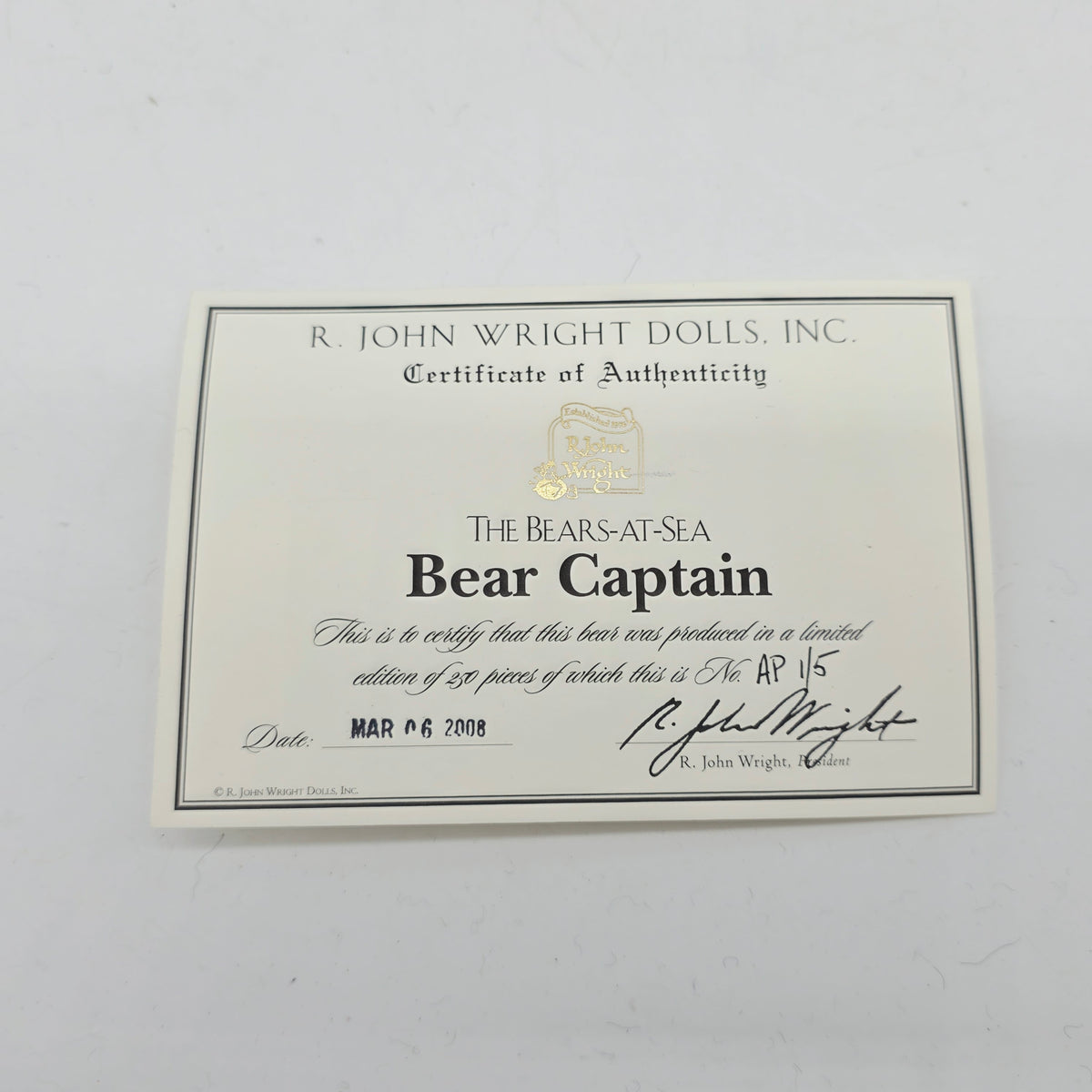 R. John Wright Bear Captain Teddybär 55 cm limitiert