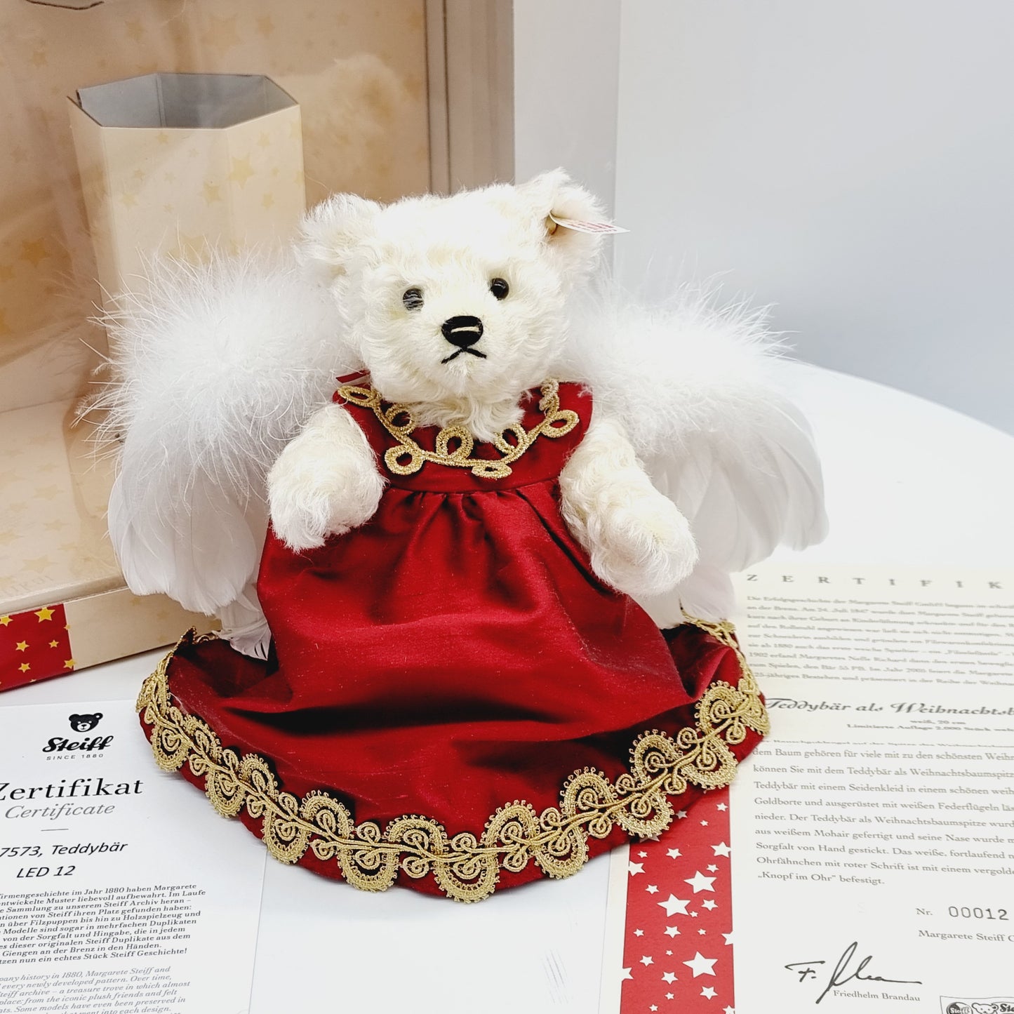 Nr. 12! Steiff 037573 Teddybär Christbaumspitze limitiert 2000 aus 2005 20 cm aus dem Steiff Archiv