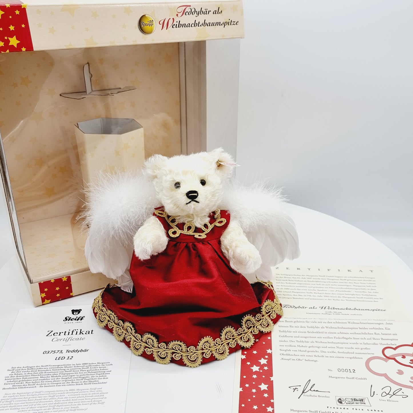 Nr. 12! Steiff 037573 Teddybär Christbaumspitze limitiert 2000 aus 2005 20 cm aus dem Steiff Archiv