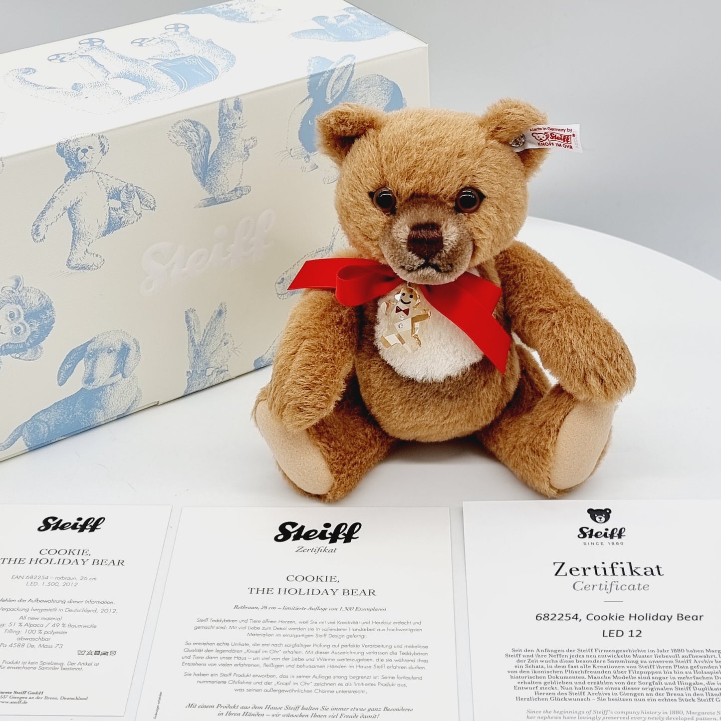 Nr. 12! Steiff 682254 Teddybär Cookie the Holiday Bear limitiert 1500 aus 2012 25 cm aus dem Steiff Archiv