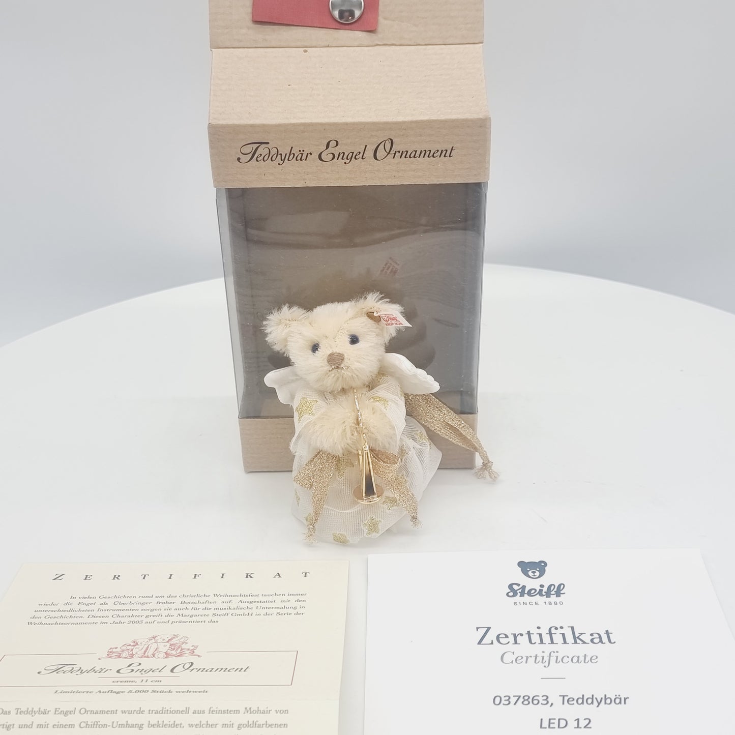 Nr. 12! Steiff 037863 Engel Ornament Teddybär 11 cm aus dem Steiff Archiv