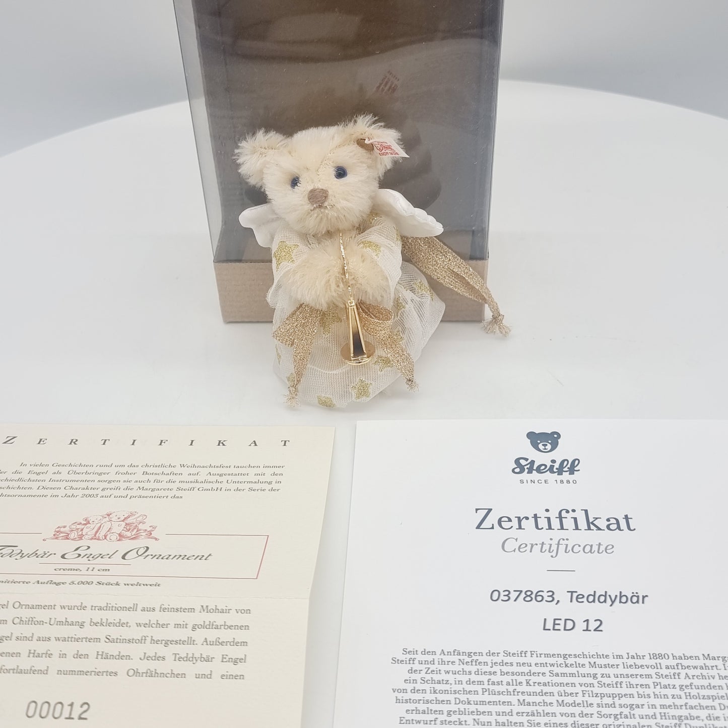 Nr. 12! Steiff 037863 Engel Ornament Teddybär 11 cm aus dem Steiff Archiv