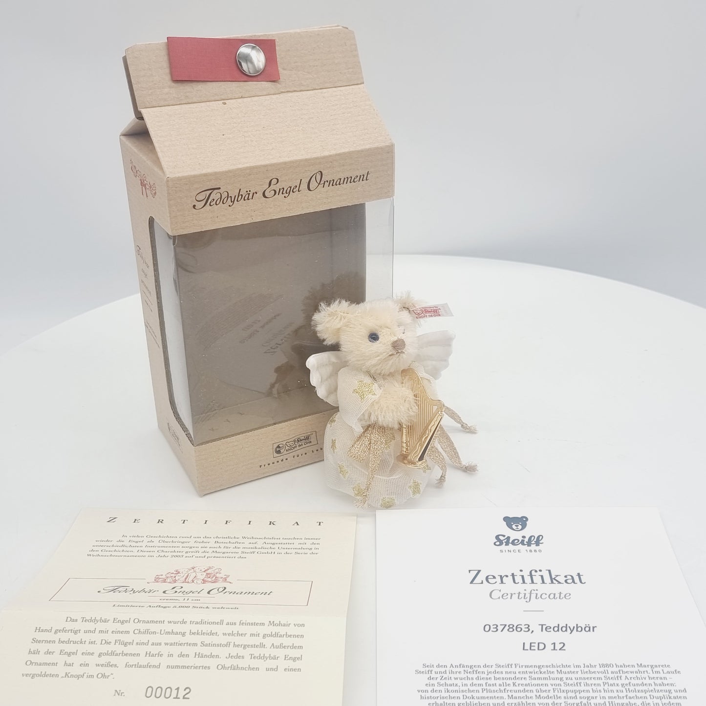 Nr. 12! Steiff 037863 Engel Ornament Teddybär 11 cm aus dem Steiff Archiv