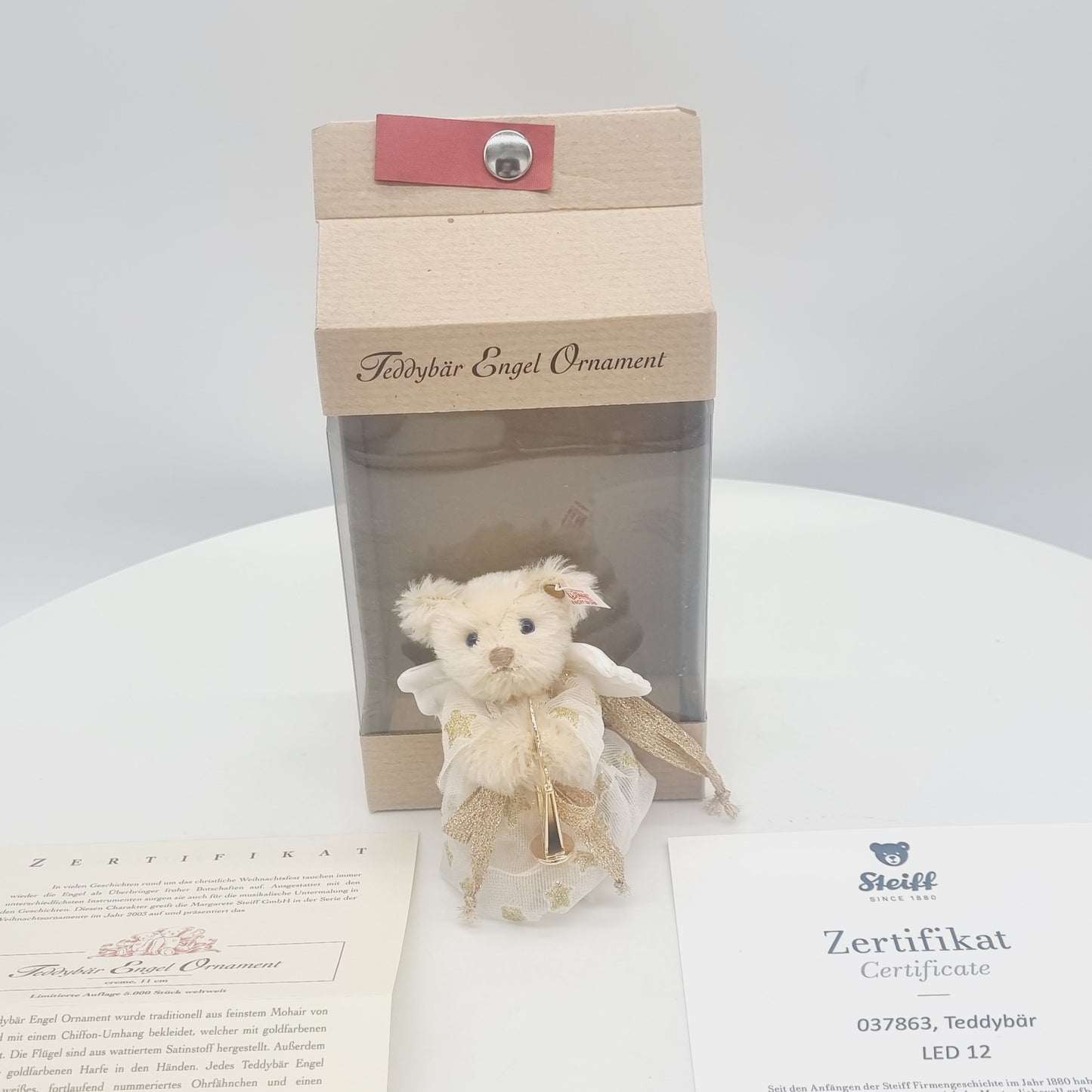 Nr. 12! Steiff 037863 Engel Ornament Teddybär 11 cm aus dem Steiff Archiv