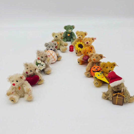 Steiff Ewiger Kalender Bienenstock 12 Monatsbären limitiert 2001 10 cm