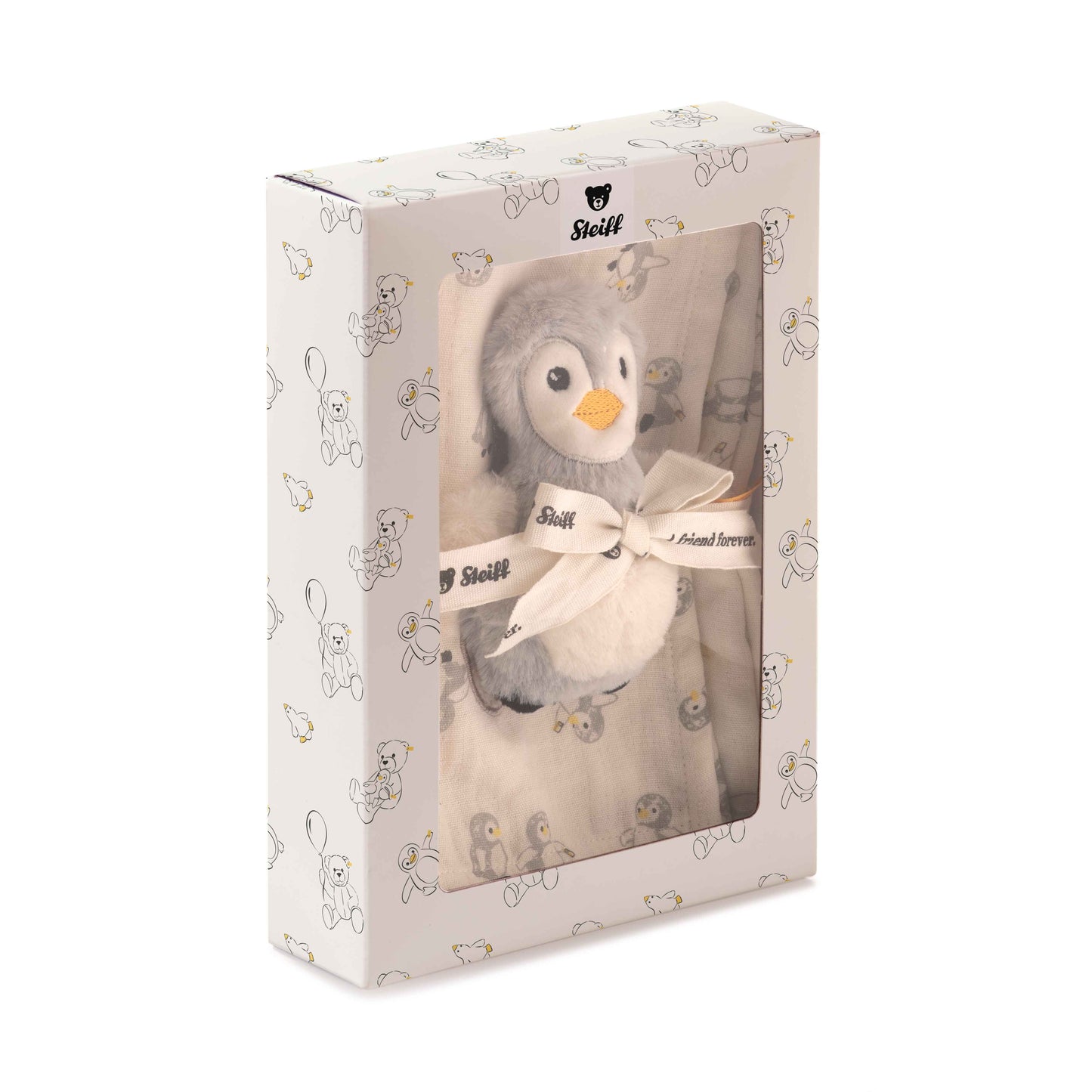 Steiff 242953 Geschenkset Lio Pinguin Greifling mit Rassel und Spucktuch