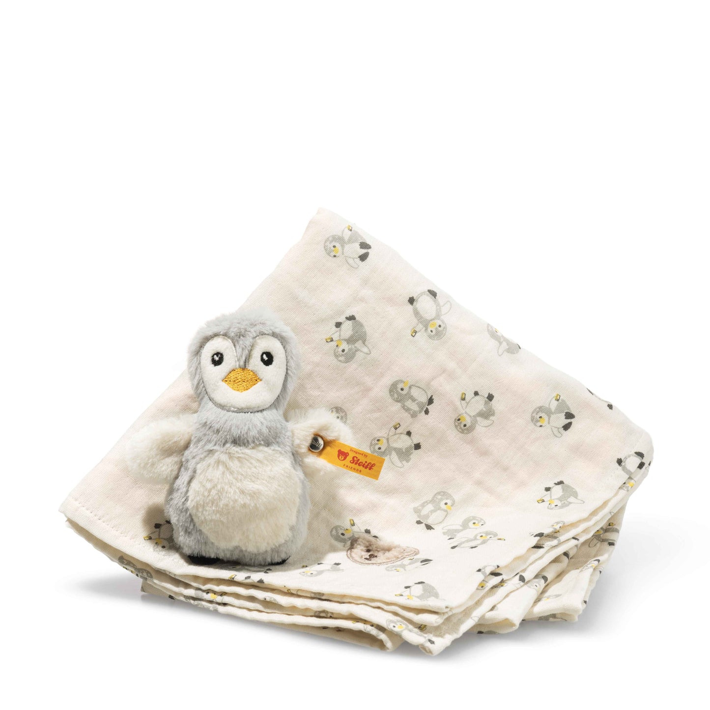 Steiff 242953 Geschenkset Lio Pinguin Greifling mit Rassel und Spucktuch