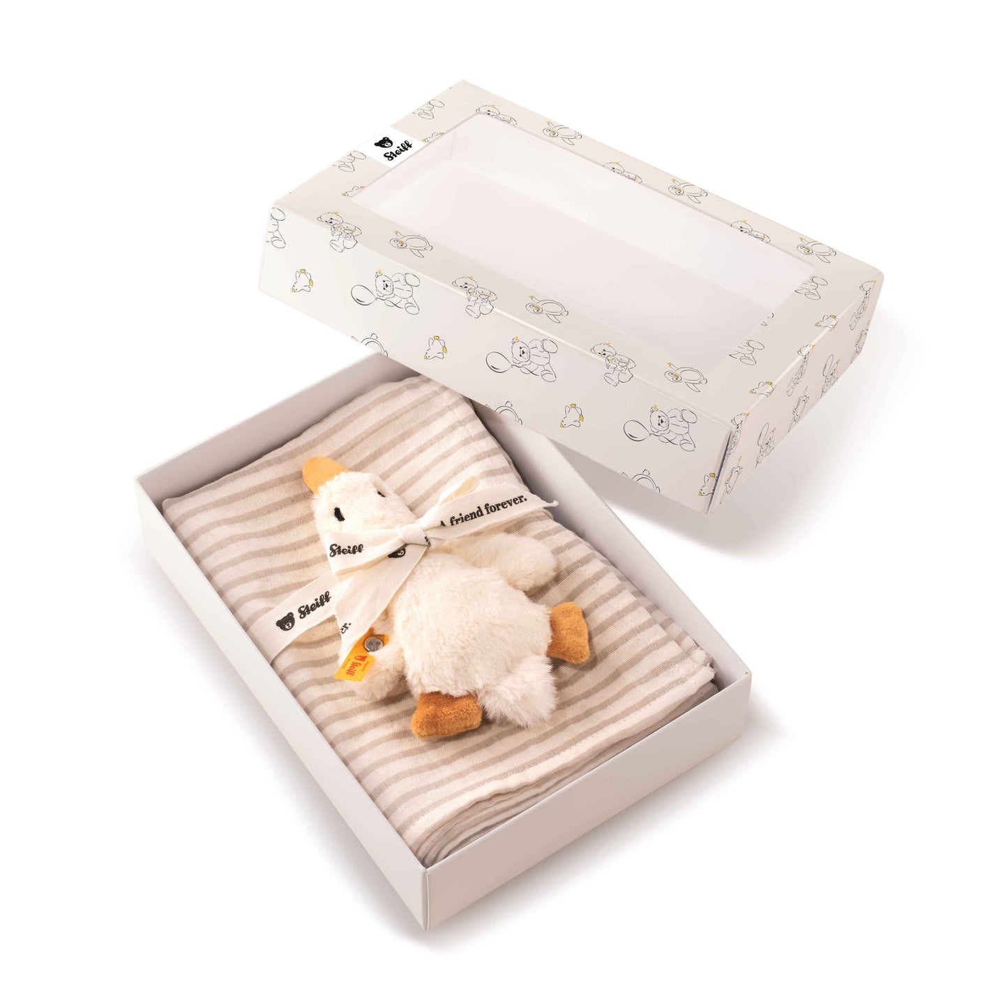 Steiff 242960 Geschenkset Gilda Gans Greifling mit Rassel und Spucktuch