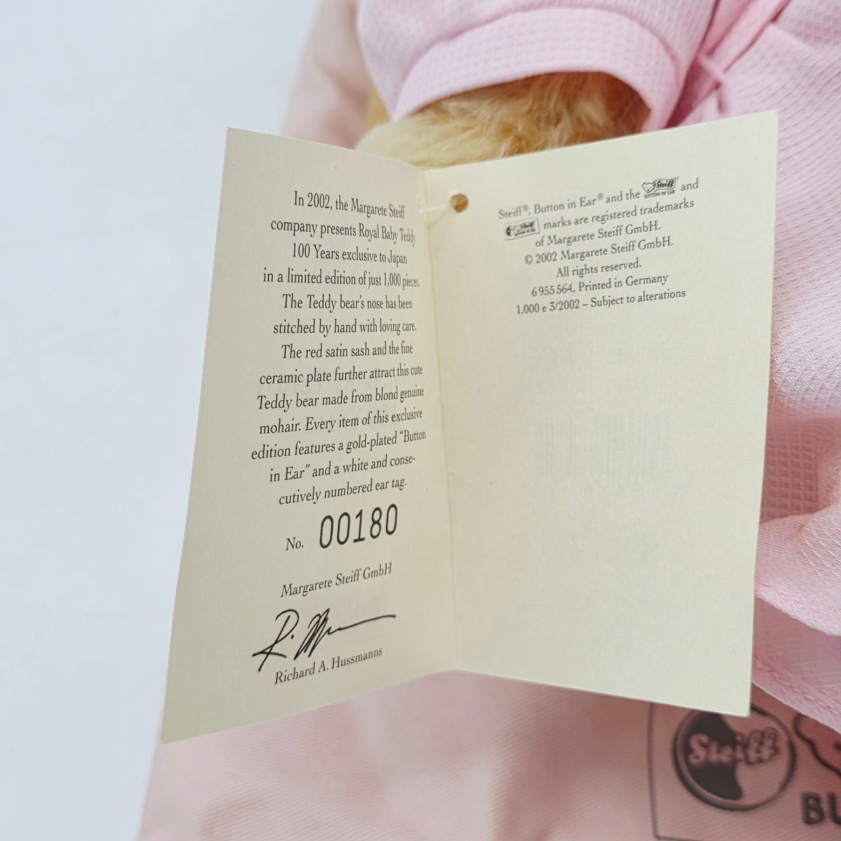 Steiff 675751 Royal Baby Teddy 100 Years Jahr 2002 limitiert
