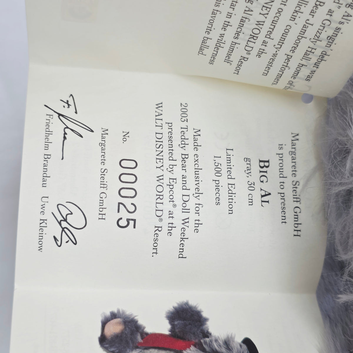Steiff 680199 Big Al Disney Convention 2003 limitiert 30 cm